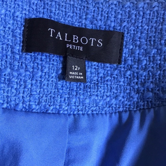 Talbots TWEED TOPPER COAT. Blue/periwinkle Sz 12 petite breaded trim. Long line - Picture 8 of 9
